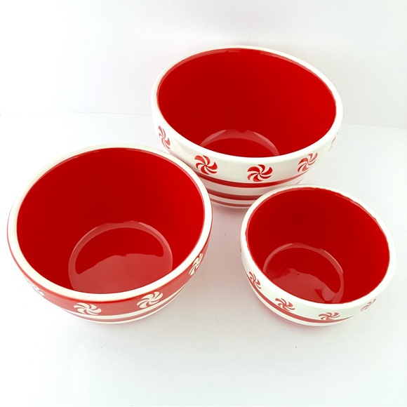 Terramoto Ceramic 3 Piece Mixing Bowl Set (Peppermint) - Picture 6 of 14